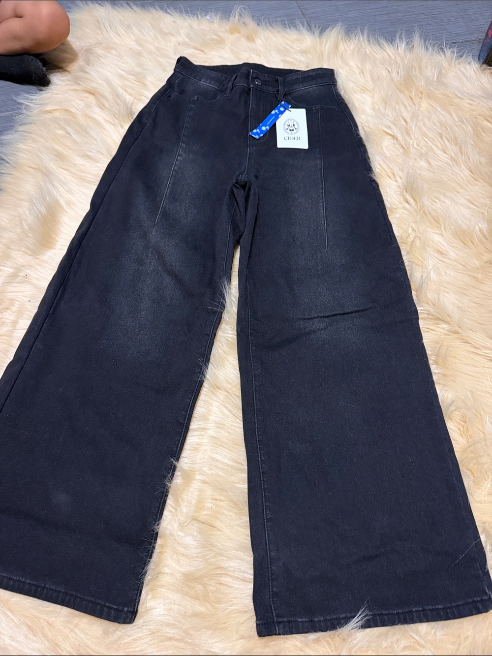 Cider Black Wide-Leg High-Rise Jeans